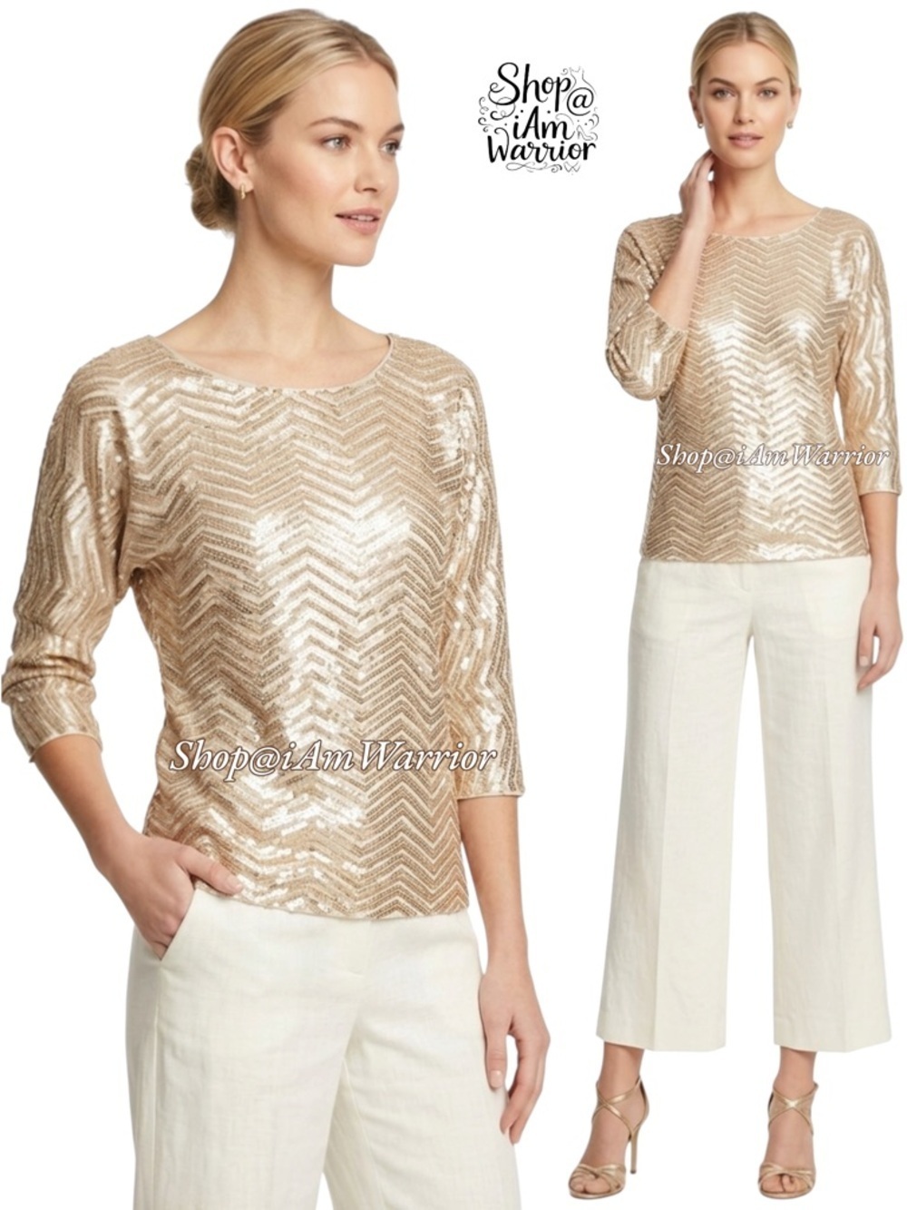 White House Black Market chevron sequin dolman sleeve top *shop@iamwarrior